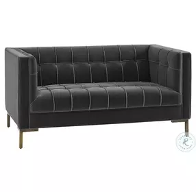 Isaac Moonlight Gray Velvet Loveseat