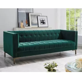 Isaac Emerald Green Velvet 84" Sofa