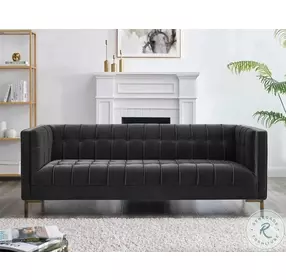 Isaac Moonlight Gray Velvet 84" Sofa
