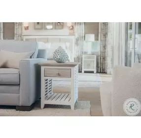 Island Haven Dapple Grey and Blanc Rectangular End Table