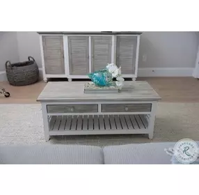 Island Haven Dapple Grey and Blanc Rectangular Coffee Table