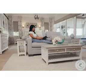 Island Haven Dapple Grey and Blanc Rectangular Chairside Table