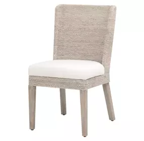 Woven Peyton Pearl Performance Fabric Upholstered Isle Dining Chair Set of 2