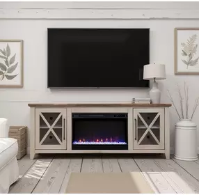 Ithaca Sandstone and Bourbon 66" TV Stand with Fireplace