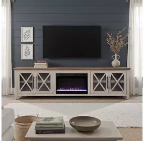 Ithaca Sandstone and Bourbon 96" TV Stand with Fireplace