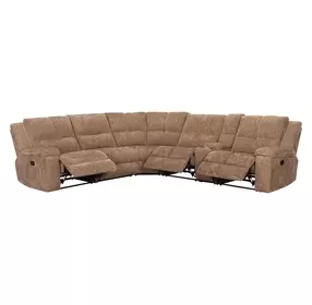 Bronco Plush Tobacco 6 Piece Modular Reclining Sectional with Console and USB Charging
