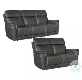 Lyra Sahara Dorian Gray Leather Zero Gravity Power Reclining Sofa With Power Headrest