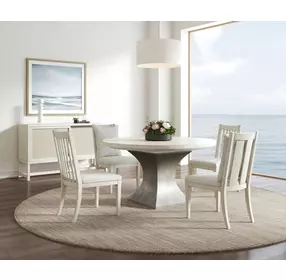 Cotiere Cream Linen and Sanded Bronze 50" Round Dining Table