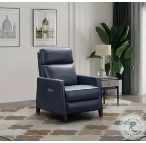 James Barone Navy Blue Leather Zero Gravity Power Recliner with Power Headrest And Lumbar