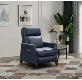 James Barone Navy Blue Leather Zero Gravity Power Recliner with Power Lumbar and USB Charging