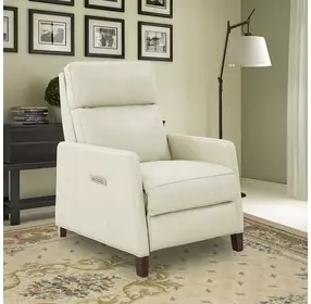 James Barone Parchment Leather Zero Gravity Power Recliner with Power Lumbar and USB Charging