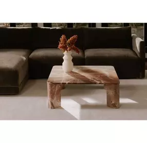 Segment Orange Square Marble Top Coffee Table