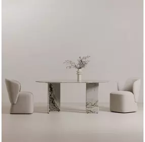 Celia Green 72" Oval Marble Top Dining Table