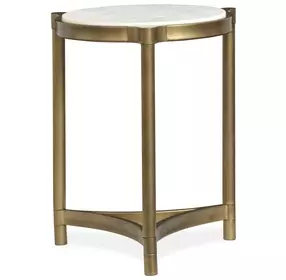Cassidy Aged Brass and Volakas Classic Round Marble Top Accent Table
