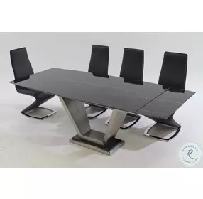Jessy Black Marquina Extendable Dining Table