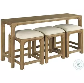 Jetson Warm Honey with Light Glaze Bar Console With Three Stools