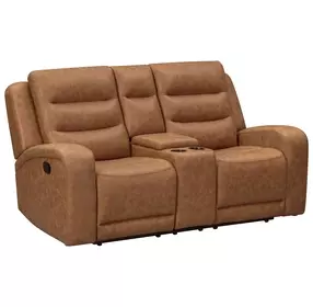 Napa Wrangler Clay Leather 76" Reclining Loveseat with USB Charging