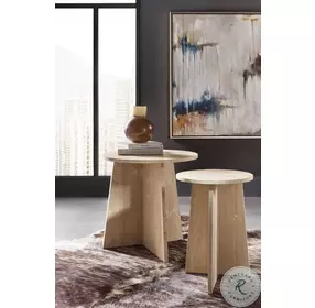 Fusion Travertine Marble Cirque End Table
