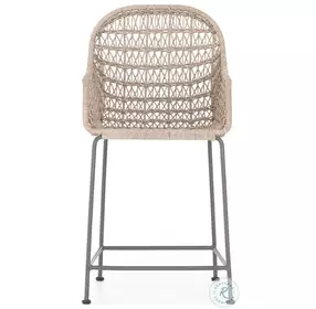 Bandera Vintage White Outdoor Woven Counter Height Stool