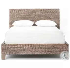 Banana Leaf Grey Wash King Platform Sleigh Bed