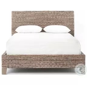 Banana Leaf Grey Wash Queen Platform Sleigh Bed