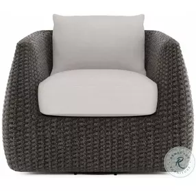 Sarene Dark Thatch And Beige Outdoor Swivel Chair