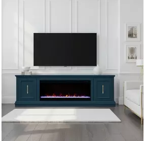 Jordan Denim Blue 82" TV Stand with Fireplace