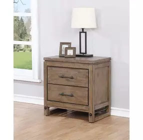 B00149 Brown 2 Drawer Nightstand with USB Charging and LED