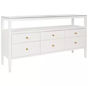 Jordan White 63" Glass Top TV Stand