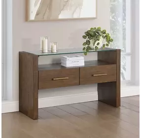 Garland Toffee Rectangular Glass Top Sofa Table