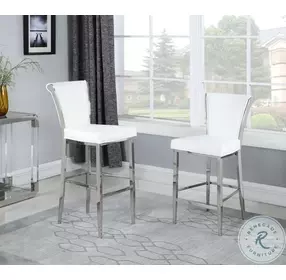 Joy White And Polish Stainless steel Bar Stool