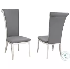 Joy Gray And Polish Stainless steel Tall Back Side Chair Set of 2