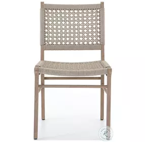 Delmar Ivory Rope And Washed Brown Outdoor Dining Chair