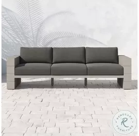 Leroy 96" Grey And Charcoal Performance Fabric Outdoor Sofa