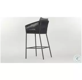 Porto Charcoal And Bronze Performance Fabric Outdoor Bar Stool