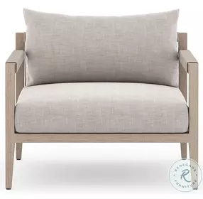 Sherwood Stone Grey And Washed Brown Performance Fabric Outdoor Chair