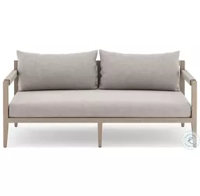 Sherwood Stone Gray and Washed Brown Performance Fabric Outdoor Loveseat