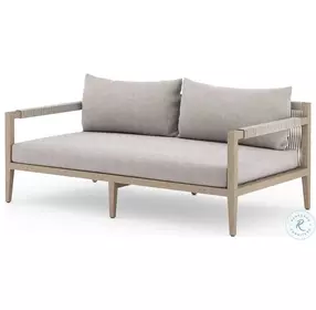 Sherwood Stone Gray and Washed Brown 63" Performance Fabric Outdoor Conversation Set