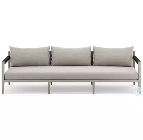 Sherwood Stone Gray and Weathered Gray Performance Fabric Outdoor Sofa