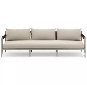 Sherwood Faye Sand and Weathered Gray Performance Fabric Outdoor Sofa