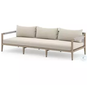Sherwood Faye Sand and Washed Brown Performance Fabric Outdoor Sofa
