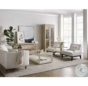 Pinebrook Lacquered Burlap And Soft Taupe Rectangular Cocktail Table