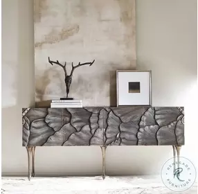 Flora Antique Silver Credenza