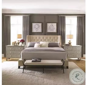 Maxime Beige Wing 68" King Upholstered Panel Bed