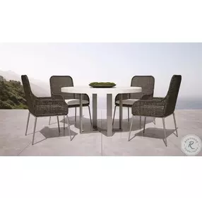 Exteriors Del Mar Flint Grey And Bone Round Dining Table