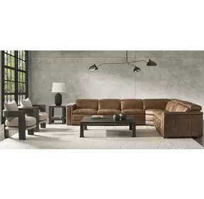 Lioni Brown Leather 4 Piece Modular Power Reclining Sectional with USB Charging