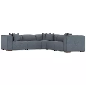 Bliss Blue 5 Piece Modular Power Reclining Sectional with Pillows