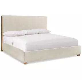 Brasea Beige and Lume Performance Fabric California King Upholstered Panel Bed