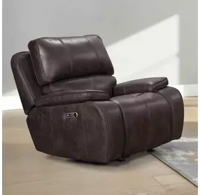 Brookings Charcoal Gray Glider Recliner with Power Headrest Footrest And USB Charging