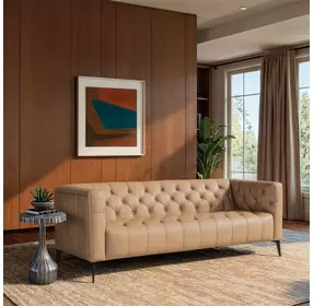 Nicolla Texas Stone Leather Stationary Sofa